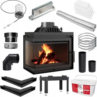 Kamineinsatz Gusseisen KRATKI SIMPLE links 8 kW Ø 200 Set 2