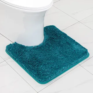 MIULEE Badematte Weiche Badteppich U Förmige Deko Matte rutschfest Fußmatte Flauschig Teppich Waschbar Badteppich Badvorleger Badezimmerteppich für Toilett WC Badezimmer 50x50 cm Türkis