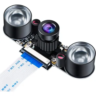 MakerHawk IR fisheye Nachtsicht Infrarot Kameramodul 5MP OV5647 Webcam Einstellbare Raspberry Cam Kamera Video 1080p für Raspberry Pi Modell 2B 2B + 3B 3B + 4B kompatibel mit Raspberry Pi