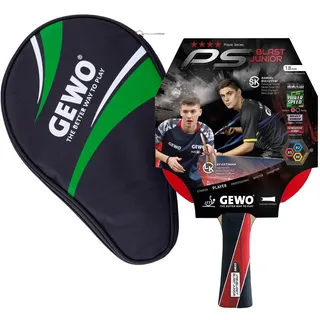 GEWO PS Blast Junior Tischtennisschläger & GEWO Tischtennisschläger Hülle mit Ballfach grün - ITTF genehmigter Anfänger-Tischtennisschläger für Kinder, 1,8mm Schwamm