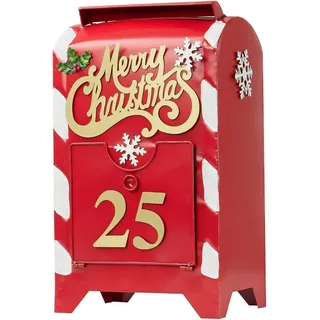 Avilia Briefkasten für Weihnachten, Weihnachtsdekoration, Weihnachtsbriefkasten, aus Metall, für den Innen- oder Außenbereich, 27 x 20 x 45 cm
