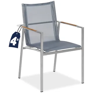 CASARIA Monza Gartenstuhl 58 x 58 x 91 cm grau 4 St.