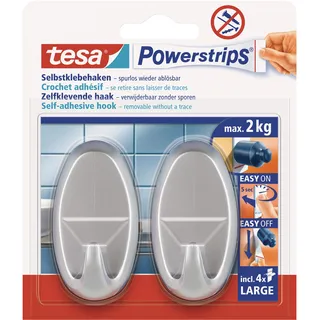 Tesa Powerstrips Large Oval Chrom matt Inhalt: 2St.