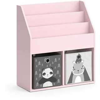 Vicco Kinderregal Luigi Rosa 72 x 79 cm mit 2 Faltboxen (Panda, Tiger) , Pink , Holzwerkstoff , 5 Fächer , Rechteckig , 72x79x30.7 cm , Babymöbel & Kindermöbel, Babyzimmer, Babyregale & Kinderregale