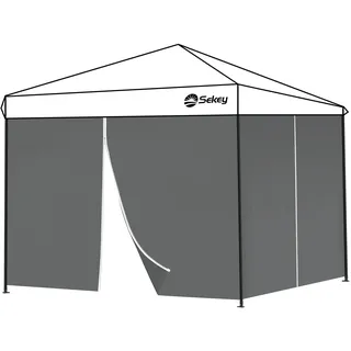 Sekey 2PCS Seitenwände für Pavillon 3x3 Wasserdicht Winterfest, Seitenwände für Pavillon Partyzelt Gartenzelt 3x3m, 1 Fenster 1 Tür, (Grau, 2 Türen)