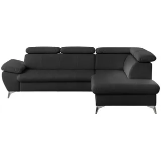 Livetastic Ecksofa , Schwarz , Metall , Ottomane rechts, L-Form , 256x209 cm , Made in Eu , Typenauswahl, Stoffauswahl, seitenverkehrt erhältlich, Hocker erhältlich , Wohnzimmer, Sofas & Couches, Wohnlandschaften, Ecksofas mit Schlaffunktion