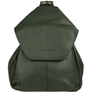 Cityrucksack BRUNO BANANI "BRUNO BANANI Damen echt Leder", Damen, Gr. B/H/T: 20cm x 27cm x 12cm, onesize, grün (oliv), Leder, Rindsleder, leicht glänzend, unifarben, Rucksäcke Cityrucksack, echt Leder