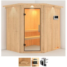 Bild Sauna »Laila«, (Set), 3,6-kW-Plug & Play Ofen mit externer Steuerung beige
