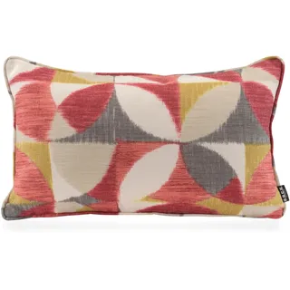 Dekokissen H.O.C.K. "Marbella", rot (beige, grau, rot, gemustert), B:50cm H:10cm L:30cm, Leinen, Polyester, Dekokissen_Sitzkissen_Kissenhüllen, Dekokissen, Outdoor, Batik-Look, schmutz-& wasserabweisend, mit Reißverschluss