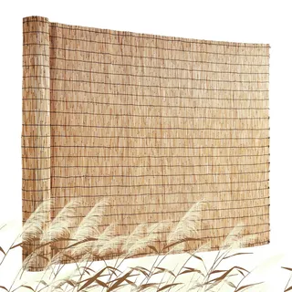 Vevor Sichtschutz Schilfrohrmatte 1,2 x 5 m Weiß/Holz