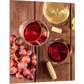 Herdabdeckplatte 40x52 Ceranfeld Abdeckung Spritzschutz Glasplatte Deko Schneidebrett, Wein Holz