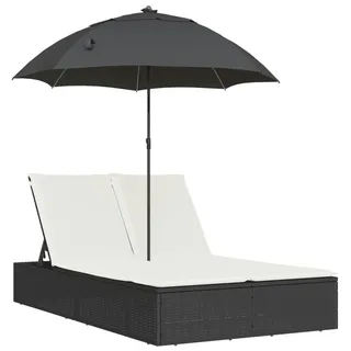 vidaXL Sonnenliege Doppelliege 200 x 58 x 29 cm Schwarz