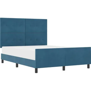 vidaXL Boxspringbett mit Kopfteil Dunkelblau 140 x 190 cm Samt - Blau