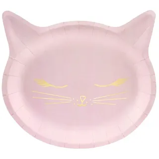 Partydeco Pappteller Kätzchen 22x20cm 6er Set Partyteller Einwegteller Partygeschirr Kindergeburtstag Mädchen