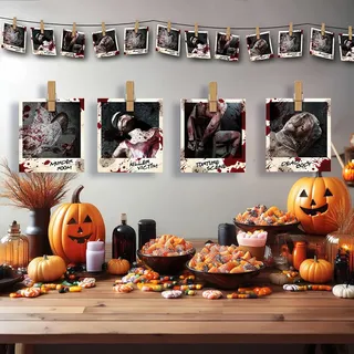 FIESTAS GUIRCA | Tatort Fotos Girlande (274 cm) - Party Dekoration für Halloween und Gruselfeste - Ideal für Feiern und Events mit Mystery und Spannung - Bunt