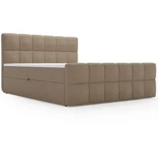 Graingold Boxbett Alicante 200x200 Bouclé-Stoff Braun , Textil , 200x200 cm , Schlafzimmer, Betten, Boxspringbetten