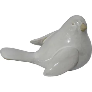 Dekovogel , Weiß , Keramik , Uni , Vogel , 12.5x11.3x18.6 cm , Kunsthandwerk, zum Stellen, handgemacht, handgemalt, Tierfiguren , Dekoration, Dekofiguren & Skulpturen, Dekotiere