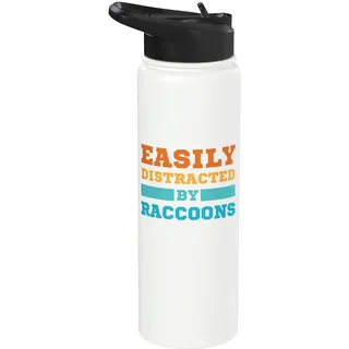 Leicht abgelenkt von Waschbären, lustiger Mülleimer, Panda-Liebhaber Stainless Steel Insulated Water Bottle