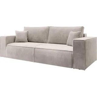 Selsey Schlafcouch Kordsamt 3-Sitzer Creme