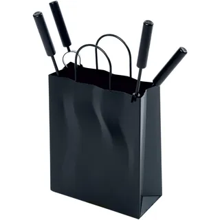 FireFix Kaminbesteck Tasche 4-teilig Stahl/Holz 28 x 46 x 10 cm Schwarz