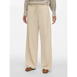 Schlupfhose VILA "VICLUA HW WIDE PANTS-NOOS", Damen, Gr. XL (42), N-Gr, feather gray, Milano Rib, Obermaterial: 95% Polyester, 5% Elasthan, unifarben, relaxed fit normal, Hosen Schlupfhose, Materialmix