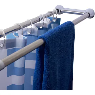 MSV Teleskop Doppel Duschstange Duschvorhangstange, Teleskopstange Verstellbereich 75-125 cm Edelstahl