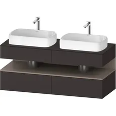 Duravit Qatego Konsolenwaschtischunterbau, 2 Auszüge, 2 Schubkästen, 2 Ausschnitte, 1400x550x600mm, Nische Basalt Matt, QA4767043, Farbe: graphit supermatt