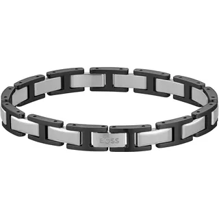 Boss Gliederarmband Edelstahlfarben Schwarz 1580794 19 cm