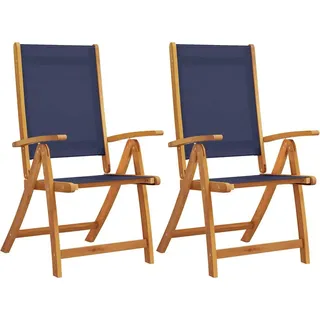 vidaXL Klappstühle, 2 Stück, Massivholz Akazie und Textilene - Blau