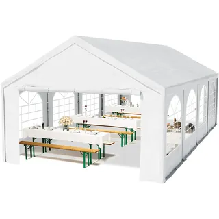 TOOLPORT Partezelt 8 x 4 m inkl. 8 Seitenteile Weiß