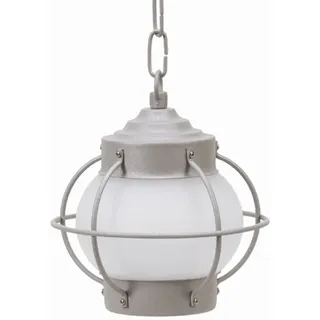 Licht-Erlebnisse Pendelleuchte Außen Echt-Messing Glas Ø 20 cm IP23 E27 Grau