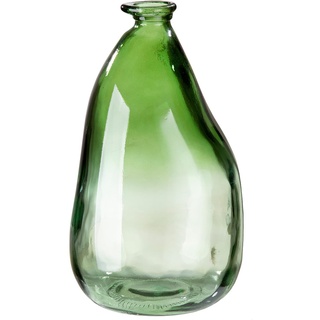 Gilde Deko große Vase XL Glasvase aus recyceltem Glas - europäische Herstellung - Dekoration Herbst Wohnzimmer - Blumenvase grün mit Farbverlauf - Höhe 36 cm