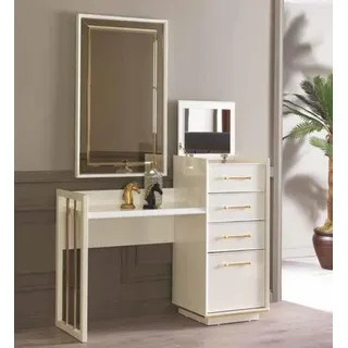 Schminktisch mit Spiegel Design Luxus Konsole Kommode Schlafzimmer Modern Stil - Weiß