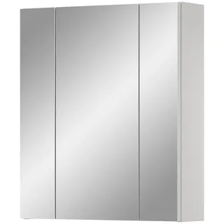 Inn.Furn Badezimmer Spiegelschrank in weiß Badschrank 3-türig 60 x 70 cm Cover , Weiß , Holzwerkstoff, Metall, Glas , Nachbildung , Uni , Rechteckig , 60x70x18 cm , FSC Mix , Badezimmer, Badezimmerspiegel, Spiegelschränke