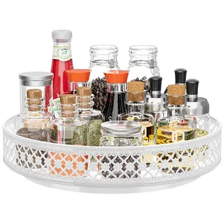 Ovicar Lazy Susan Drehteller-Organizer – 33 cm drehbares Gewürzregal aus Metall, Lazy Susan für Schrank, Speisekammer, Küche, Arbeitsplatte, Esstisch, Schrank, Badezimmer, Waschtisch, Kühlschrank,