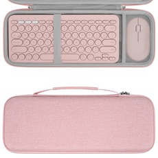 GEEKRIA Hartschale Kompatibel mit Logitech K380 + M350, Microsoft Designer Compact Tastatur + Microsoft Mobile Wireless Tastatur und Pebble Mouse Combo (Rosa)