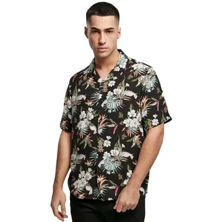 Urban Classics Viscose Aop Resort Kurzarmhemd - Black Tropical - L