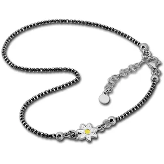 SilberDream Fußkette weiß gelb für Damen 925 Silberschmuck Blume 27cm SDF2224K