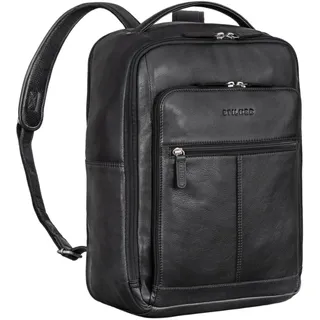 STILORD 'Gordon' Rucksack Leder Herren und Damen Messenger Rucksack Laptop 17 Zoll Lederrucksack Damen Business Rucksack Herren, Farbe:schwarz