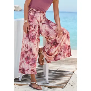 LASCANA Hosenrock "mit extra weitem Bein" mit Blumenprint, Culotte, 7/8-Länge, leichte Sommerhose, rosé, bordeaux bedruckt