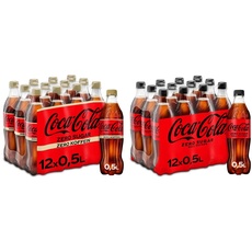 Coca-Cola Zero Sugar - prickelndes Erfrischungsgetränk (12 x 500 ml) & Zero Sugar - koffeinhaltiges Erfrischungsgetränk mit originalem Coca-Cola-Geschmack - null Zucker und ohne Kalorien (12 x 500 ml)