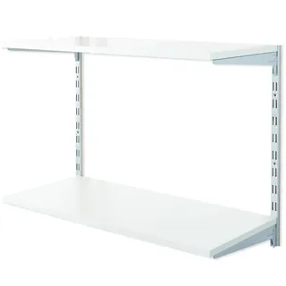 Biedrax Wandregal - Grundregal 20 x 40 x 50 cm, Farbe silber - 2 Fachboden grau