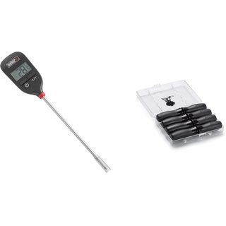 Weber 6750 Digitales Taschenthermometer, Grillthermometer mit Sofortanzige & 6489 Maiskolbenhalter-Set, 8 Stück, Picknick, Grillen, Gartenparty