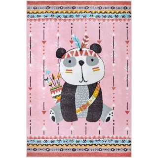 HANSE HOME Kinderteppich »Adventures Panda«, rechteckig, 7 mm Höhe, Spielteppich, fest, Kinderzimmer, Kurzflor, Spielunterlage rosa