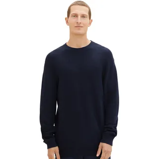 TOM TAILOR Herren 1038238 Cosy Basic Crewneck Strick-Pullover, 13160-Knitted Navy Melange, L