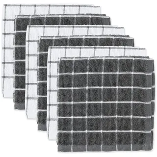 DII Basic Terry Collection Fensterscheiben-Geschirrtuch-Set, 30,5 x 30,5 cm, Grau, 6-teilig
