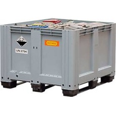 Cemo Altbatterie-Box, Hart-Polyethylen (PEHD), grau/orange, B 1200 x T 1000 x H 760 mm, 610 l, bis 600 kg