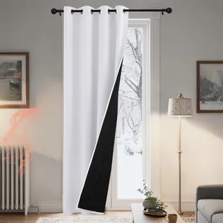 PONY DANCE Doppellagiger Türvorhang Kälteschutz 1 Stück H 220 x B 140 cm 100% Verdunklungsvorhänge Weiss Ösenvorhang Schlafzimmer Dicker Thermo Vorhang gegen Kälte