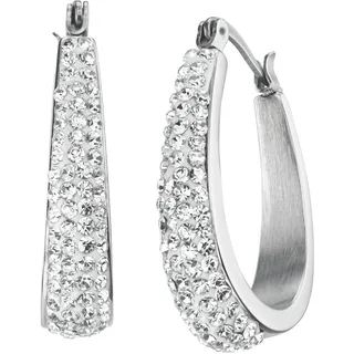 FIRETTI Creolen Schmuck Geschenk Edelstahl mit Kristallstein (synth.) weiß 22,7mm