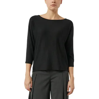 3/4 Arm-Pullover COMMA, Damen, Gr. 34, schwarz, Strick, Obermaterial: 65% Viskose, 35% Polyester, unifarben, lässig geschnitten hüftbedeckend, Rundhals, Pullover 3/4 Arm-Pullover, mit Glitzerdetails